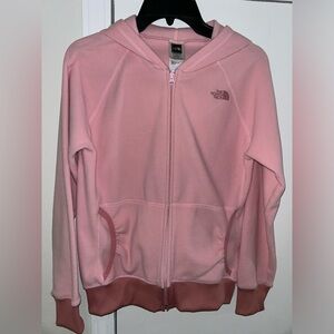 The North Face Girls Extra Large Fleece Zip Up Jacket Pink with Hood